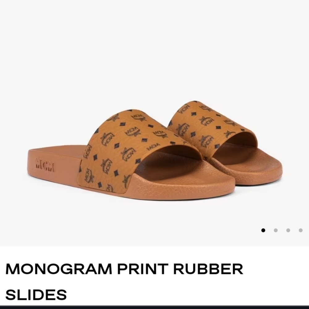 💯 Authentic MCM MONOGRAM RUBBER SLIDES WOMENS SZ 10 NWB